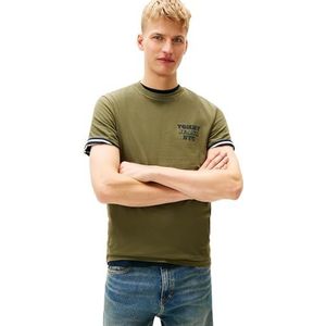 Tommy Jeans TJM Slim Entry Bills SS TEE DM0DM22321 S/S T-shirt voor heren, groen (donkergroen), L, Groen (donkergroen), L