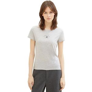 TOM TAILOR Denim T-shirt voor dames, 34890 - beige/grijs gemêleerd, XL