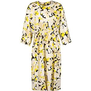 Taifun Getailleerde blousejurk voor dames, met print, wijde mouwen, 3/4 mouwen, korte blousejurk met patroon, knielang, Roasted Hazel patroon, 34