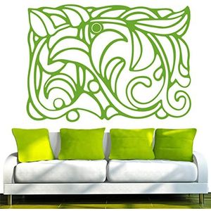INDIGOS/Muurstickers e151 prachtige bladeren met stijlvolle cirkels 160x114 cm geelgroen, vinyl, lime groen, 160 x 114 x 1 cm
