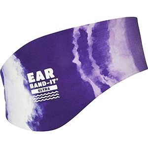 Ear Band-It Ultra 100% neopreen, zwemband, dikker, sterker | aanbevolen waterbescherming voor douche, zwembad, strand, maat kinderen en volwassenen | paars (Tie Dye), Large