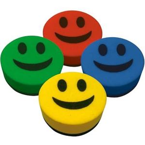 Liderpapel Tafelwisser, rond, 5 cm diameter, magnetisch, gezicht smiley, verschillende kleuren