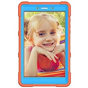 Samsung Tab A 8.0 (2019) T290/T295 hoes met standaard, duurzame, schokbestendig, harde hybride drielaagse beschermhoes, softshell, Apple tablet, siliconen hoes (oranje + blauw)