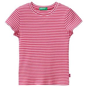 United Colors of Benetton T-shirt 3HFUG107A, fuchsia met witte strepen 951, 90 meisjes, roze gestreept wit 951