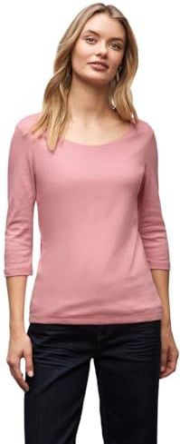 Street One Dames Basic Shirt met 3/4 mouwen in Roze, in size: 34