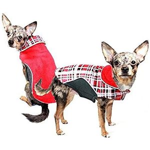 Hip Doggie omkeerbare Polar Fleece Wrap Coat, L, Plaid Red