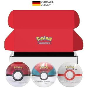 Pokémon - Verzamelkaartspel: Tin-Box-bundel Pokéball – Pokéball, Köderball & Premierball (9 boosterpacks van het Pokémon-verzamelkaartspel, 7 stickervellen)