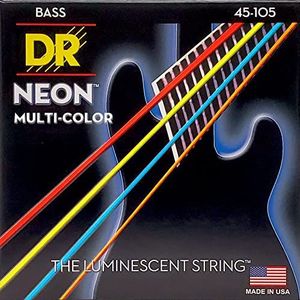 DR Strings NMCB-45 NEON 4-snaar voor basgitaar, medium, meerkleurig