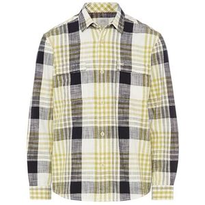 camel active - Geruit Lang Mouw Shirt - Groen - Katoen