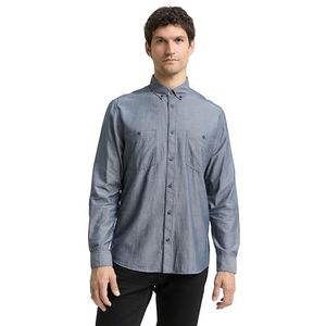 TOM TAILOR heren overhemd, 38975 - Blue Herringbone, XL