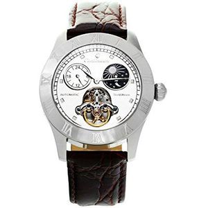 Continu horloge automatisch horloge polshorloge zilver voor mannen mannen analoog herenhorloge mannenhorloge leder armband bruin waterdicht klassiek elegant cijferblad CO15016