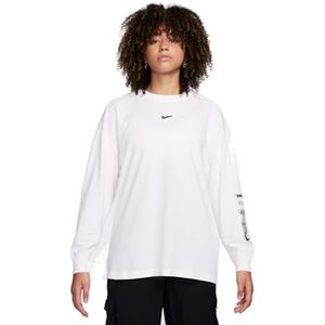 Nike Dames Top W NSW Ls Tee Bf Print Sw, White/Anthracite, FV4971-101, L