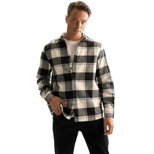 DeFacto Vrijetijdshemden voor heren en klederdrachthemden, klassiek herenoverhemd, off-white, M