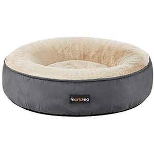 FEANDREA Hondenmand, rond, kattenbed, donuts, diameter 50 cm, donkergrijs PGW050G02