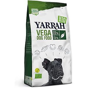 YARRAH Vega Vegetarisch biologisch droogvoer voor honden, voor alle rassen en leeftijden, prachtige biologische hondenbrokken, 7 kg, 100% biologisch en vrij van kunstmatige toevoegingen, bruin