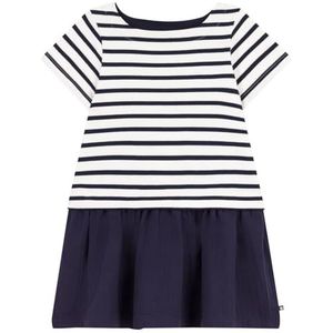 Petit Bateau Jurk MC MAR/SM8A, Marshmallow/Smoking, 8 jaar