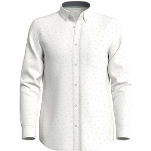s.Oliver Herenhemd met minimale AOP, slimfit, 01a1 wit, XL