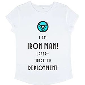 Marvel Dames Avengers Classic-Iron Deployment Roll Sleeve T-Shirt, Wit, XL, wit, XL