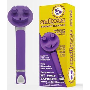 De originele glimlachende spons handvat zeepdispenser handvat van Smilyeez - vaatwand voor Scrub Daddy Sponge (paars) schotel toverstaf..