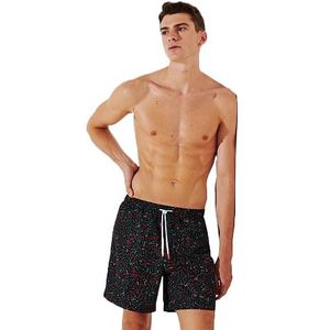 KARL LAGERFELD Geometric AOP Med Boardshorts, Geometric AOP Black, XS, Geometric Aop Black, XS