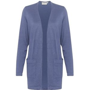 KAFFE Dames Cardigan Light Knit Open Front Lange Mouwen Zakken Casual Fit Gebreide jas, Blue Indigo, Large, blue indigo, L