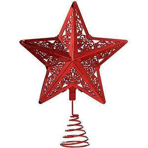 WeRChristmas Star Kerstboom Top Decoratie, 30 cm - Rood