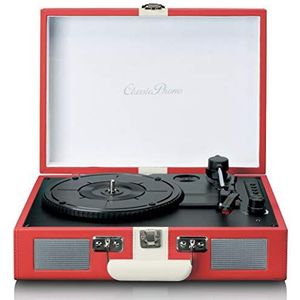 Classic Phono by Lenco TT-110 draaitafel - 33, 45 & 78 rpm - Bluetooth - Riemtransmissie - 2 luidsprekers - Aux-in, RCA uit, 3,5 mm - Rood/Wit