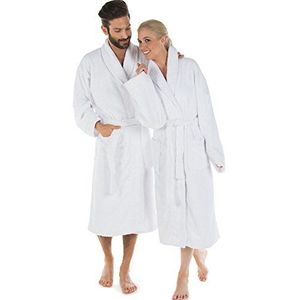 CelinaTex S-XXXL badjas sjaalkraag effen lange opgestikte zakken dames heren unisex warm badstof katoen Öko-Tex Oregon