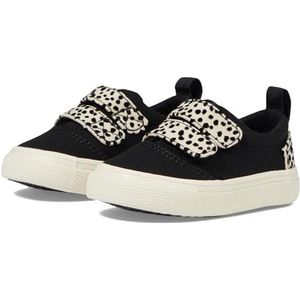 TOMS Fenix Double Strap Low-top voor meisjes, Black Canvas Flocked Mini Cheetah, 29 EU