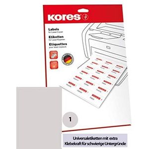 Kores L210297.25PE power-universele etiketten met extra kleefkracht 210,0 x 297,0 mm 25 vellen 25 etiketten