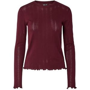 PIECES - Shirt - Bordeaux - Lange Mouw - Slanke Pasvorm
