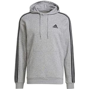 adidas Essentials Fleece Sweatshirt met capuchon, Medium Grey Heather/Black, L