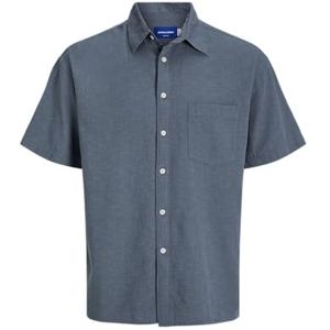 JACK & JONES Joralmeria Structure Shirt Ss voor heren, stormy weather, XL