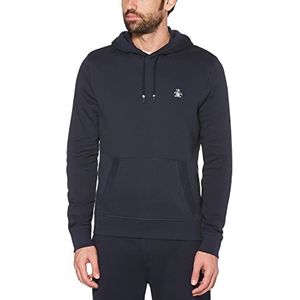 Original Penguin Heren L/S Sticker Pete Pullover Fleece Hoodie Hooded Sweatshirt, Donkere Saffier, M