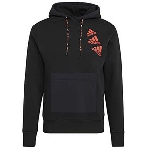 adidas Unisex Hooded Sweat M Q4 Bl Hd, Black/Semi Impact Orange, HL9376, M