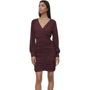 Jurk - Effen - Gerecycled Materiaal - V-hals - Aansluitende Pasvorm - Lange Mouw - Kort/Mini