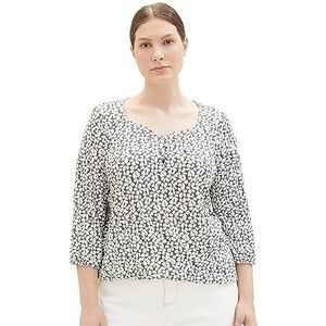 TOM TAILOR Dames Crinkle T-shirt met patroon, 33766-grijs bloemendesign, 46 NL