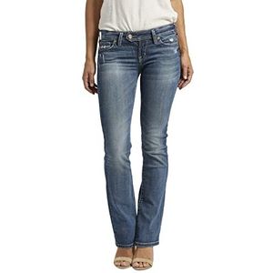 Silver Jeans Tuesday Low Rise Slim Bootcut Jeans voor dames, Gemiddelde indigo-wassing, 34W x 33L