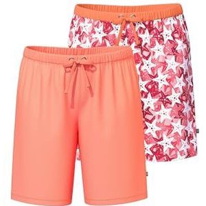 Ulla Popken Dames grote maten grote maten plus size 2 stuks Shorty, Starfish, koraalrood, 46-48
