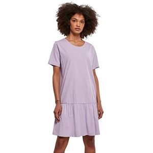 Urban Classics Dames jurk Ladies Valance Tee Dress, T-shirt-jurk voor vrouwen met volant aanzet op de rok in vele kleuren verkrijgbaar, maten XS - 5XL, lila (lilac), L