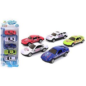 Flypop's 5 racewagens met vrije wielen, 028565LIN, blauw, wit, groen, rood