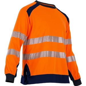 LMA Workwear 9208 REFLET goed zichtbaar T-shirt met lange mouwen, maat XL, neon oranje/donkerblauw