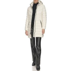 DKNY Women's Packable Zip Front, Pearl, L, wit, L