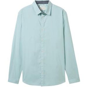 TOM TAILOR - 1037435 - Overhemd - Dusty Mint Blue - Katoen met Hoog Stretchgehalte
