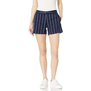 Nautica Dames Comfort Tailored Stretch Katoen Effen en Nieuwigheid Short, Marineblauwe streep, 28