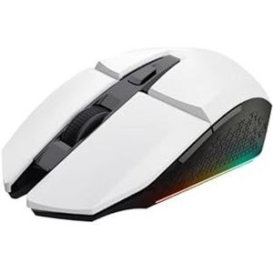 Draadloze gaming-muis, RGB, ergonomisch design, USB-poort, hoge precisie, ideaal voor gamers, wit