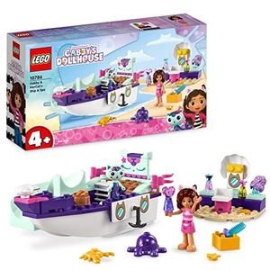LEGO10786 Gabby's poppenhuis Vertroetelschip van Gabby en Meerminkat Spa en Boot Speelgoed met Schoonheidssalon, Figuren en Accessoires, Set voor Meisjes, Jongens en Kinderen vanaf 4 jaar