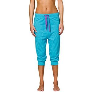 Uncover by Schiesser Dames pyjamabroek lounge pants 3/4, blauw (turquoise-gemêleerd. 826)., XS