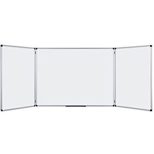 Bi-Office Maya Trio Whiteboards, Magnetisch Oppervlak van Gelakt Staal, Aluminium Omlijsting, Formaat Open 180x60 cm, Geloten 90x60 cm