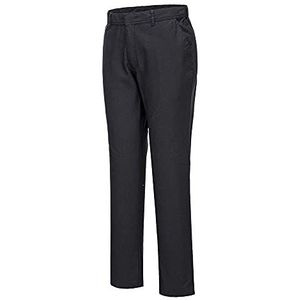 Portwest S232 Stretch Slim Fit Chino Broek, Normaal, Zwart, Grootte 28